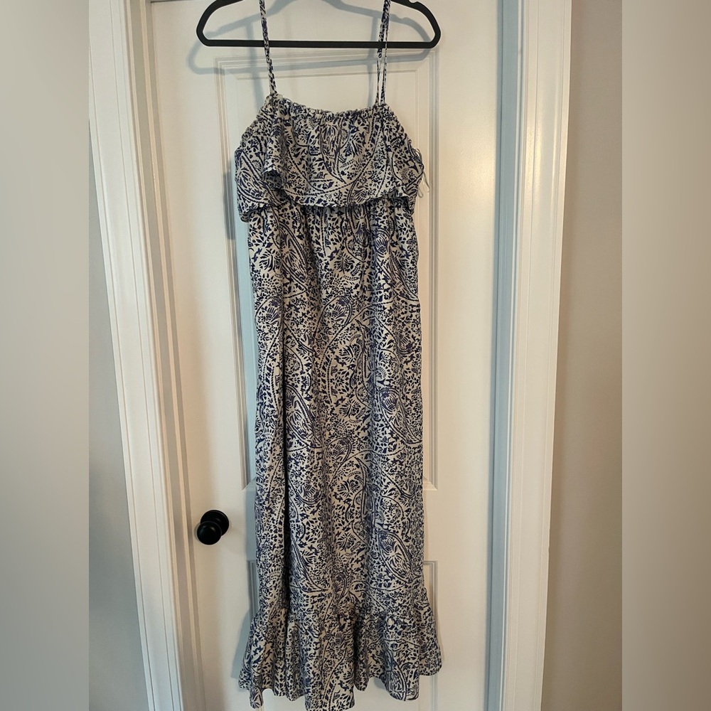 Blue and White Patterned Maxi Dress